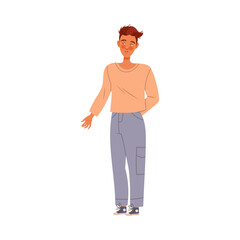 Full length of young man in casual clothes cartoon vector illustration