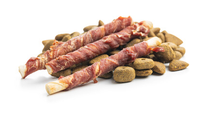 Dog treat sticks. Chewy sticks for dog and dry kibble