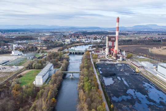 A Coal And A Hydro Electric Power Plant In One Picture. Location Is In Wildon And Werndorf Near Graz In Austria.