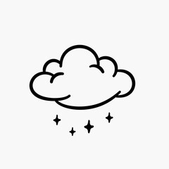 Comic clouds, cartoon vector clouds in line style isolated on light background.
