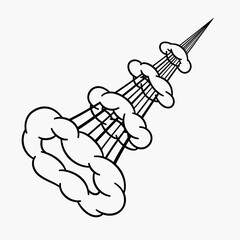 Comic clouds, cartoon vector clouds in line style isolated on light background.