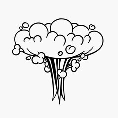 Comic clouds, cartoon vector clouds in line style isolated on light background.