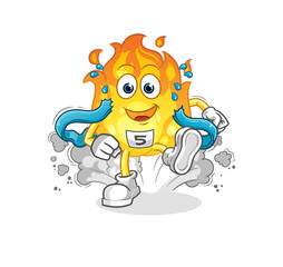 fire runner character. cartoon mascot vector