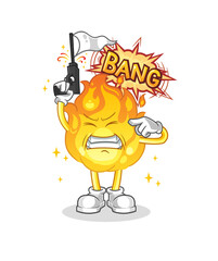 fire warning shot mascot. cartoon vector