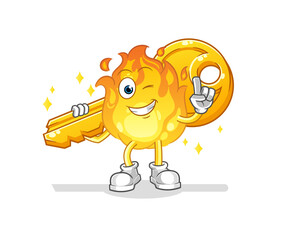 fire carry the key mascot. cartoon vector