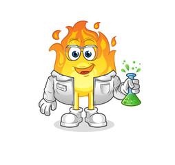 Naklejka premium fire scientist character. cartoon mascot vector