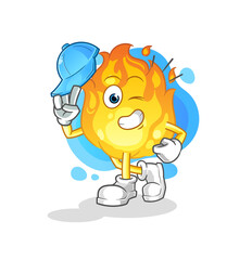 fire young boy character cartoon