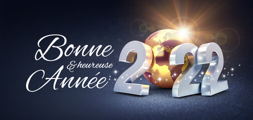 Naklejka premium Carte de voeux 2022 - Bonne et heureuse année