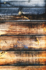 Vintage old bright wood surface with cracks and scuffs. Wooden grunge background