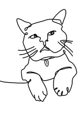 One continuous line drawing, cat