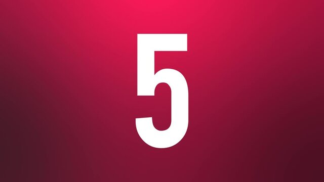 top ten countdown, neon light numbers from 10 to 1 with numerals reverse on red background animation
