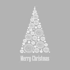 Christmas card. Vector clipart illustration. Abstract snowball Christmas tree.