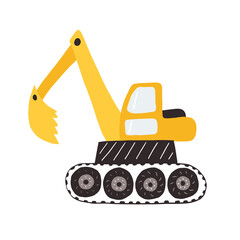 Adorable kids exavator, hand drawn illustration for different children designs. Vector illustration can be used for patterns, prints, cards, posters