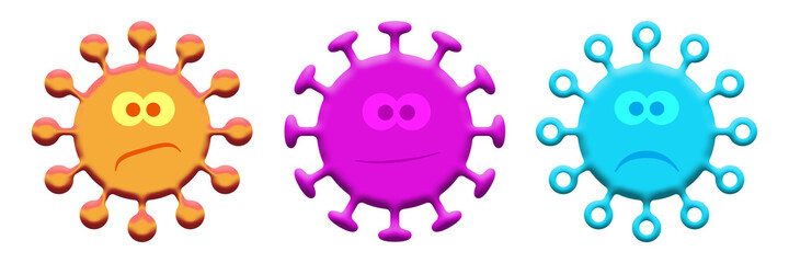 Coronaviren als 3D-Illustration vor weißem Hintergrund