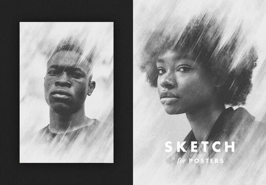 Quick Pencil Sketch Drawing Photo Effect Mockup