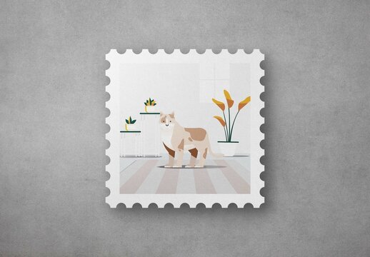 Postage Stamp Stationery Mockup