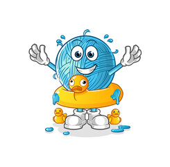 yarn ball with duck buoy cartoon. cartoon mascot vector