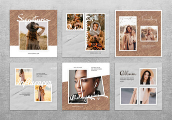 Autumn Social Post Layout with White Photo Frames