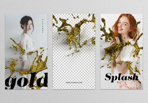 Story Layouts with Gold Splash Overlay