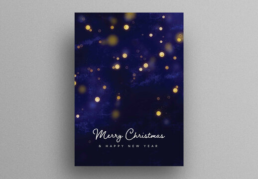 Christmas Poster Layout with Blue and Gold Accent