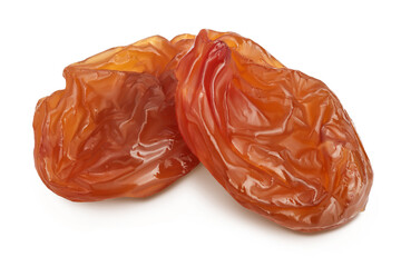Brown raisin isolated on white background with clipping path and full depth of field