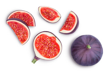 fig fruits isolated on white background with clipping path. Top view. Flat lay