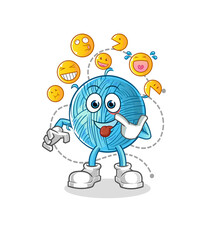 yarn ball laugh and mock character. cartoon mascot vector