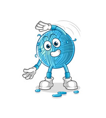 yarn ball stretching character. cartoon mascot vector