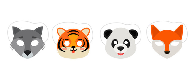 Fototapeta premium set of carnival animal masks for kids. concept of childrens parties and birthday.