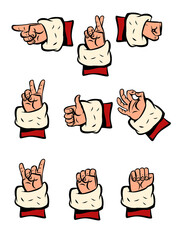 Santa Claus Hand Gesture Set. Christmas and New Year winter holidays