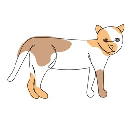 Cat drawn by continuous line. Vector abstract illustration