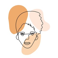 Woman face portrait drawn by continuous line. Vector abstract illustration