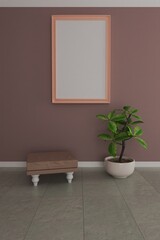 picture frame. empty room interior 3d rendering