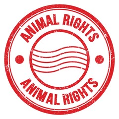 ANIMAL RIGHTS text written on red round postal stamp sign