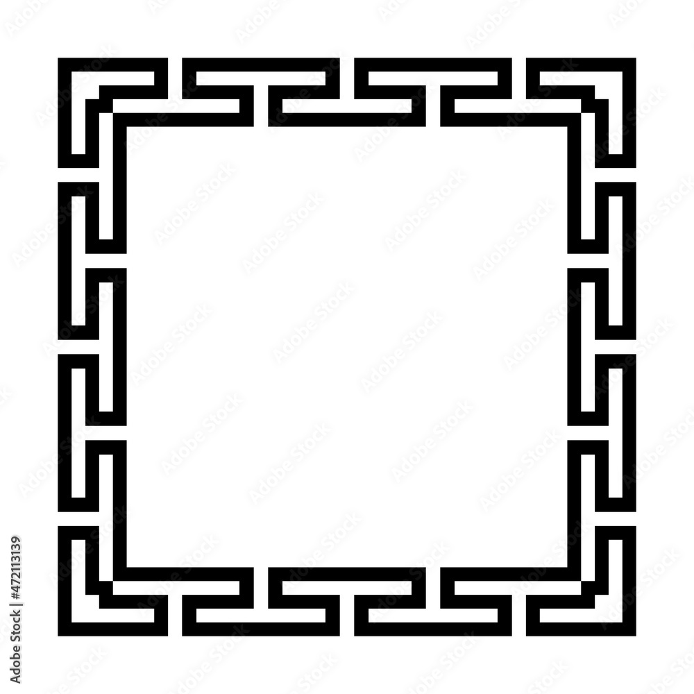 Sticker square frame of simple greek pattern