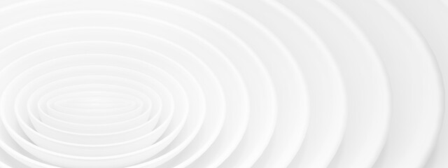 White geometry circular banner background. Abstract architecture. 3d illustration.