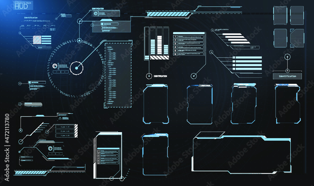 Poster Hud elements,graph.Vector illustration.Head-up display elements for the web. HUD UI GUI futuristic user interface screen elements set. HUD, UI, GUI futuristic user interface screen elements set. 