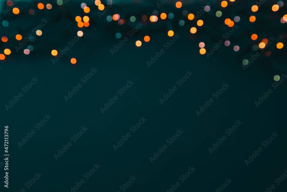 Sticker christmas lights on dark background