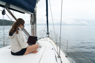 Woman working remotely