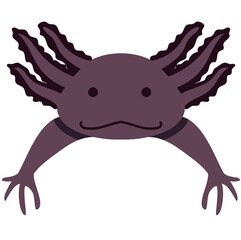 Vector Axolotl cutáneo (Ambystoma mexicanum), ajolote negro, ilustración digital