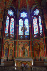 Fototapeta na wymiar Bayonne, France - 30 Oct, 2021: Interior decorations in the Sainte Marie Cathedral, Bayonne