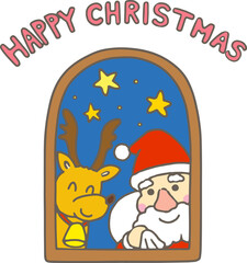 サンタクロースとトナカイ/This is an illustration of Santa Claus and a reindeer.