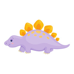 Cute cartoon dinosaur, stegosaurus. Vector graphics.