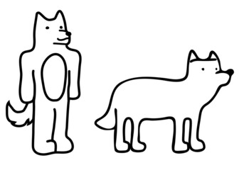 Wolf, an illustration of a cute wolf in a child's flat style doodle