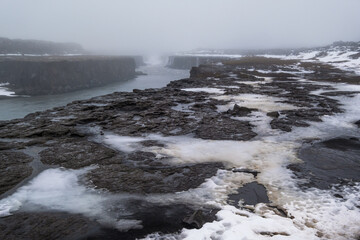 Picturesque Selfoss autumn dull day view, north Iceland.