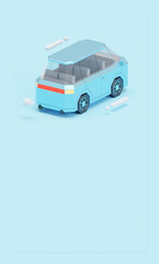 Copy Space With Van Car 3D Rendering Illustration