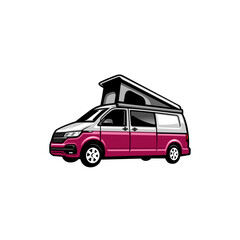 Camper car with pop up tent illustration vector design