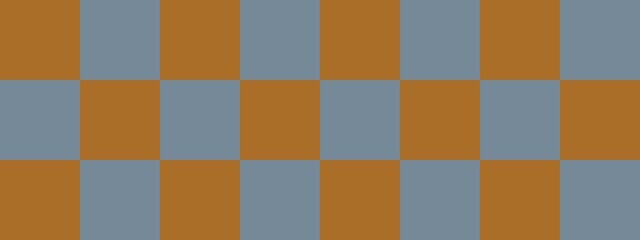 Checkerboard banner. Light Slate Grey and Brown colors of checkerboard. Big squares, big cells. Chessboard, checkerboard texture. Squares pattern. Background.