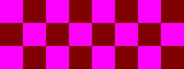 Checkerboard banner. Maroon and Magenta colors of checkerboard. Big squares, big cells. Chessboard, checkerboard texture. Squares pattern. Background.