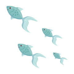 Cute fish, cartoon vector graphics isolated on white background.